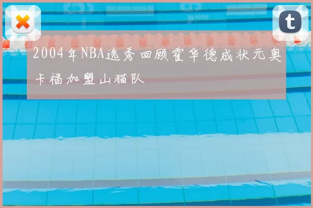 2004年NBA选秀回顾霍华德成状元奥卡福加盟山猫队